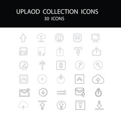 Upload icon collection Black stroke 