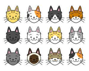 猫の顔(スマート)セット