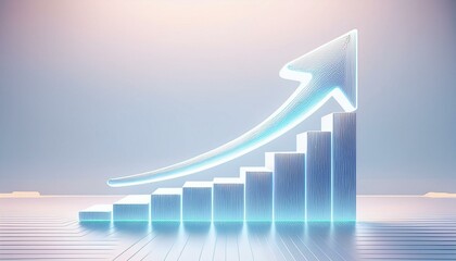 the increasing graph as the image. white background. Copy space