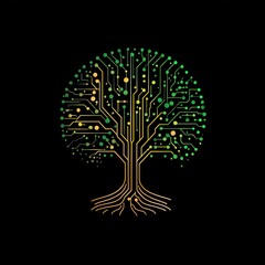 Naklejka premium Vector tree silhouette is a nature illustration design element, a black plant shape with branches, roots, and leaf pattern, often used as a symbol or icon for spring or winter decoration