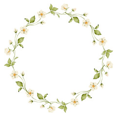 watercolor strawberry wreath with white flowers