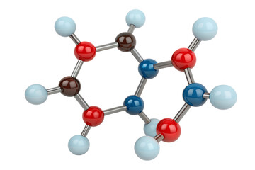 3D model of a molecule rendered in a clean scientific style, isolated on a white or transparent background. The structure features connected spheres representing atoms and cylindrical bonds, ideal for