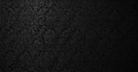 Fototapeta premium Black damask pattern, deep shadows, rich texture, gothic design, black and white