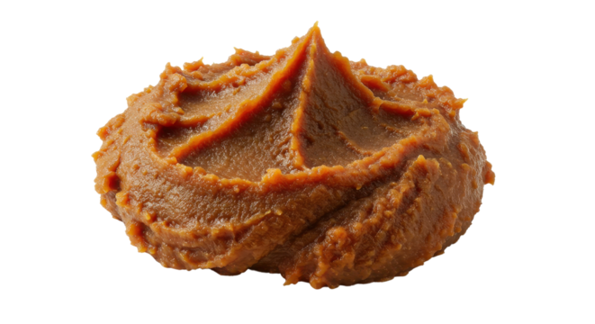 Pile of Red Miso Paste Isolated on White | Fermented Soybean Food Ingredient for Asian Cuisine and Healthy Cooking