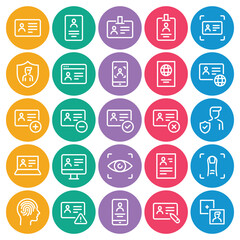 Circle color outline icons set for Identification