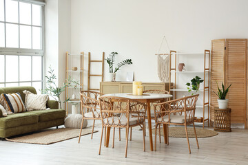 Candles on dining table in living room