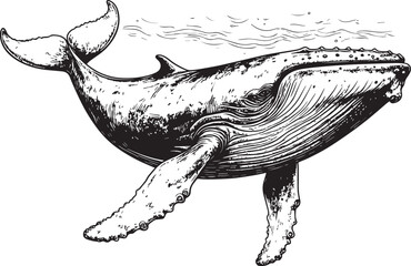 whale swimming sea vector illustration