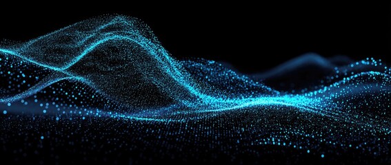 Fototapeta premium Abstract digital waves of light particles