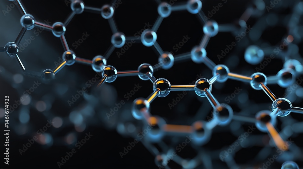Poster Clean vector of AI nodes linked in geometric honeycomb structure