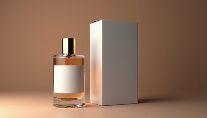 Elegant Perfume Bottle with Box on Warm Background