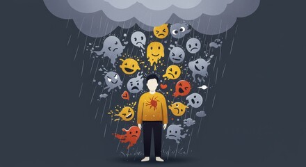 Under the Storm of Emotions: A Man Battles Internal Conflict