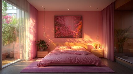 Pink family bedroom design, very warm feeling.  