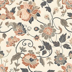 Thai japanese fusion floral seamless pattern art studio digital design vibrant colors top-down view cultural blend