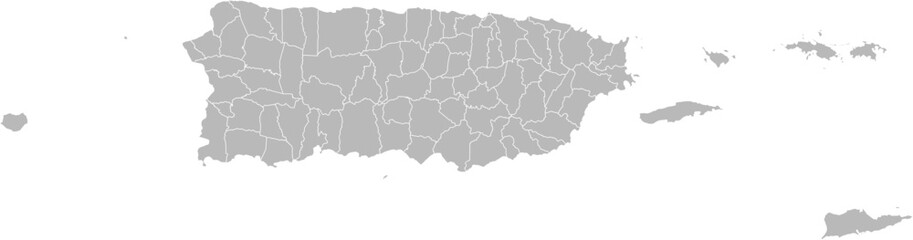 Fototapeta premium Puerto Rico & US Virgin Islands – vector map with county boundaries (Web Mercator projection, PPT-compatible & fully editable)