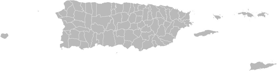 Puerto Rico & US Virgin Islands – vector map with county boundaries (Lambert conformal conic projection, PPT-compatible & fully editable)