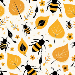 Obraz premium Autumn & Abstract Seamless Patterns – Leaves, Shapes, and Modern Design Motifs