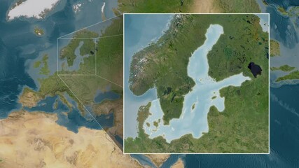 Baltic Sea. Satellite map. Location