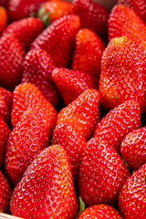 Strawberries fresh berries ripe red sweet fruit dessert dish delicious gourmet food background on the table rustic food top view copy space keto and paleo diet vegetarian and vegan food