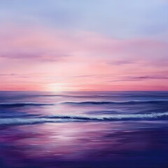 Obraz premium Tranquil Ocean Sunset in Shades of Pink and Purple