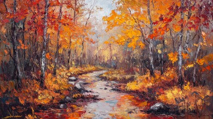 Vibrant autumn forest with colorful foliage.