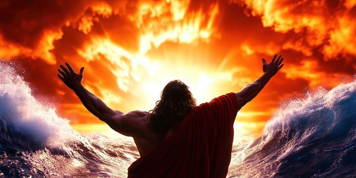 Moses parting the red sea