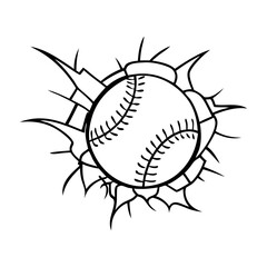 Baseball Breaking through a wall Clipart vector