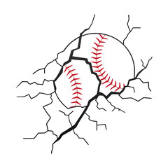 Baseball Breaking through a wall Clipart vector