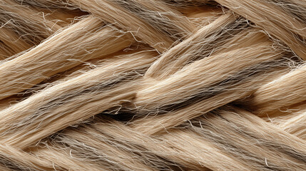 Extreme Close-Up Of Natural Twisted Fiber Rope