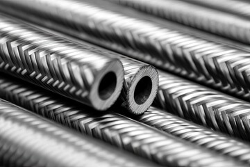 Close-up view of metallic pipes