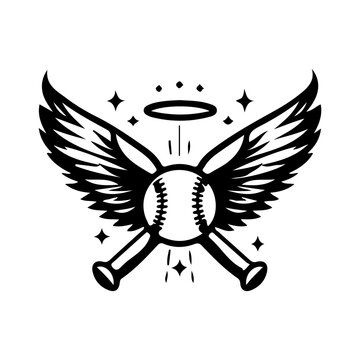 baseball with fire wings, vector