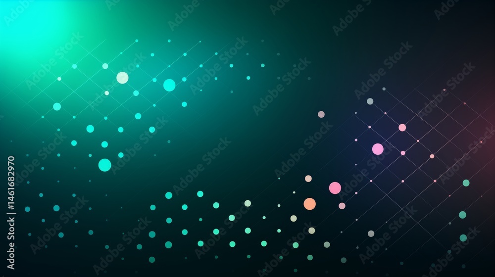 Poster Minimal chip vector pattern with glow points and soft edge gradient