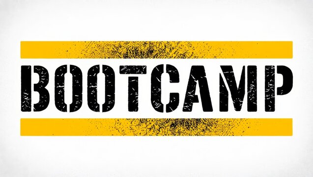 BOOTCAMP text on black yellow vintage lines stamp.