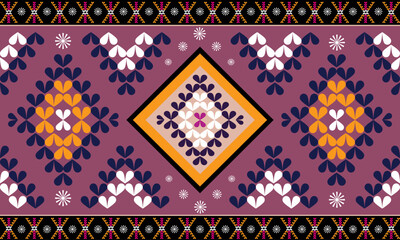 Ethnic boho rug with heart shaped patterns, warm magenta background, for eclectic, folk, for Capet, rug, cover fabric, table linens, and for clothing.