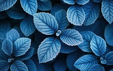 Blue leaves, garden, nature background, texture, design