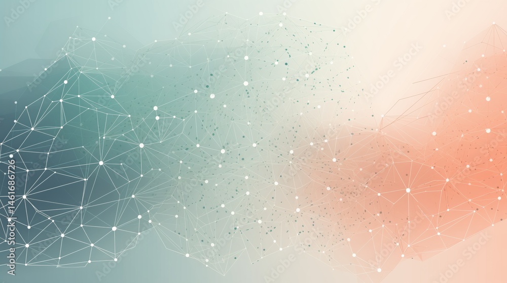 Poster Vector background with AI neural network lines and minimal color palette