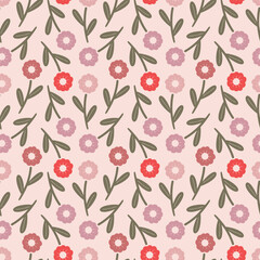 groovy daisy flowers in pink seamless pattern. for surface pattern design, print, wallpaper, wrapping paper