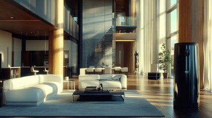 Modern, spacious interior design with natural light.