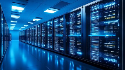Fototapeta premium Server room, futuristic technology