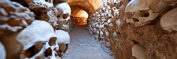  catacombs filled with skeletons and remains of dead people