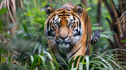 Fototapeta premium Bengal tiger prowling through the jungle.