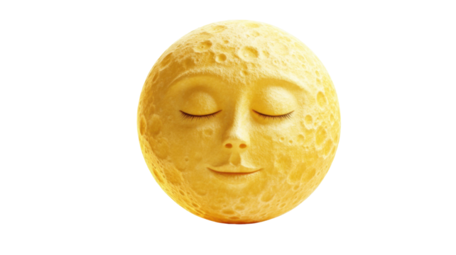 Full Moon with Face Icon for Celestial, Fantasy, and Nighttime Themes Isolated on White Background