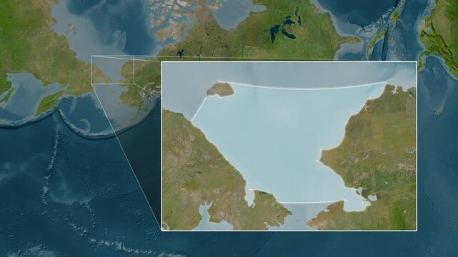 Chukchi Sea. Satellite map. Location