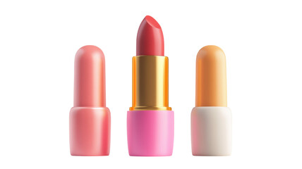 Trio of Lipsticks Icon for Beauty, Cosmetics, and Makeup Isolated on White Background