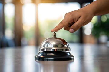 Hand ringing service bell for assistance