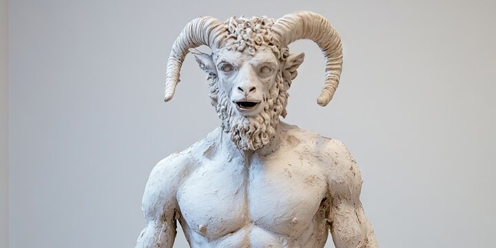 faun human head and torso on goat waist and legs
