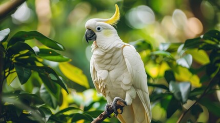 Fototapeta premium Cockatoo mimicking sounds in the jungle.