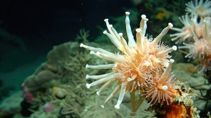 Obraz premium Coral polyp extending its tentacles.