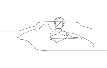 Continuous line drawing. Girl takes a bath vector illustration, Woman taking spa bath. Continuous one line drawing. Concept of beauty treatments, self care.