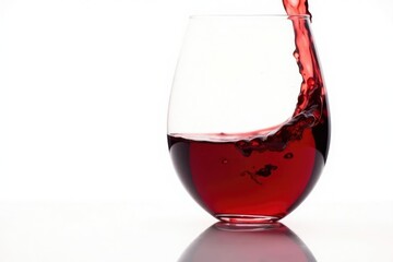 Rich red wine, swirling in glass against bright white , macro, delicious