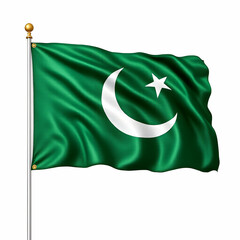 Silk Pakistan Flag Waves Proudly with Green Glory